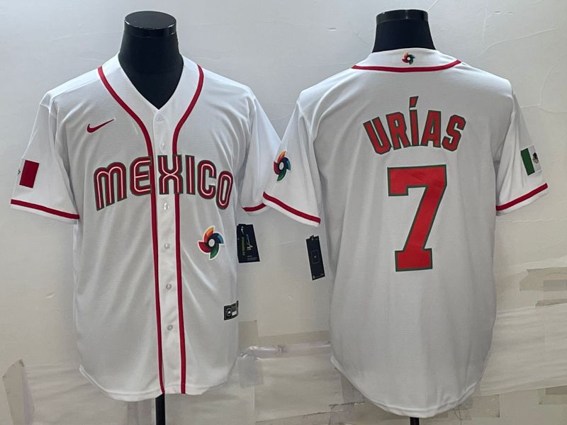 Men 2023 World Cub Mexico #7 Urias White Nike MLB Jersey29